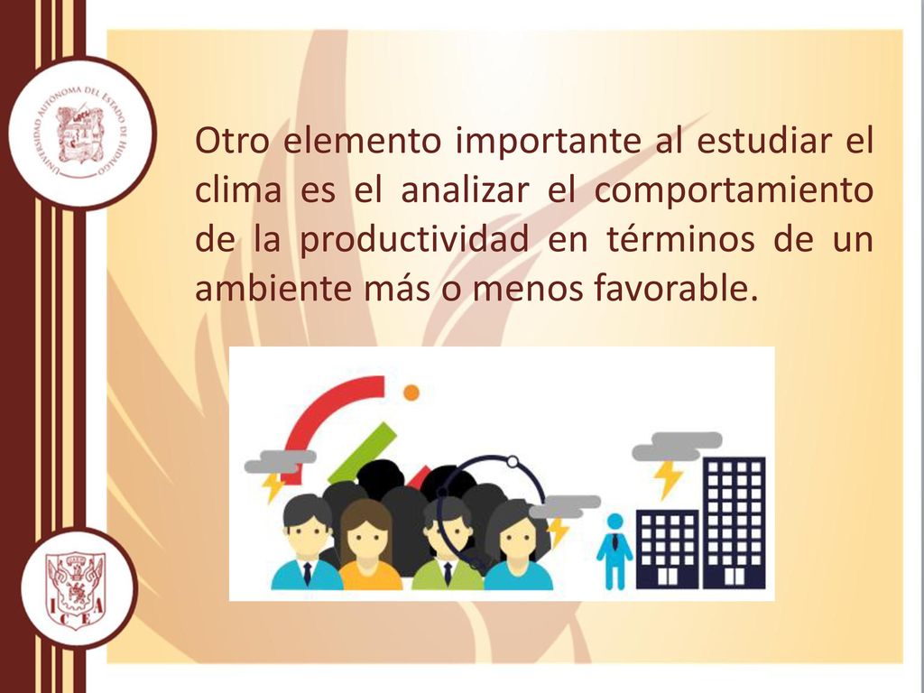 Otro elemento importante al estudiar el clima es el analizar el comportamiento de la productividad en términos de un ambiente más o menos favorable.