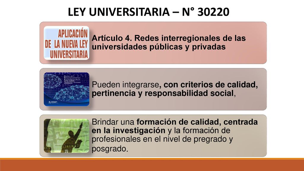 LEY UNIVERSITARIA – N° Artículo 4. Redes interregionales de las universidades públicas y privadas.
