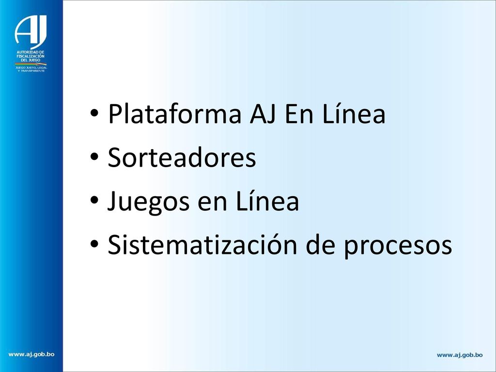 Plataforma AJ En Línea Sorteadores Juegos en Línea Sistematización de procesos