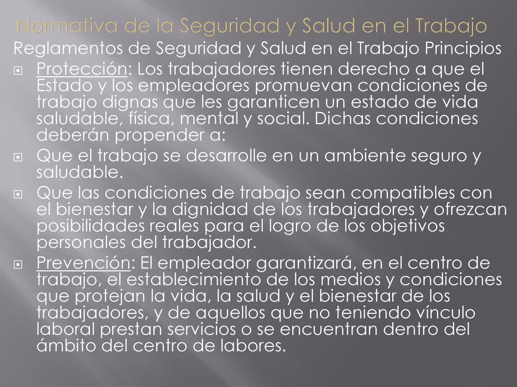 Normativa de la Seguridad y Salud en el Trabajo
