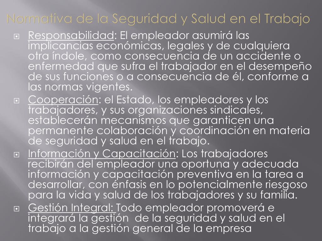 Normativa de la Seguridad y Salud en el Trabajo