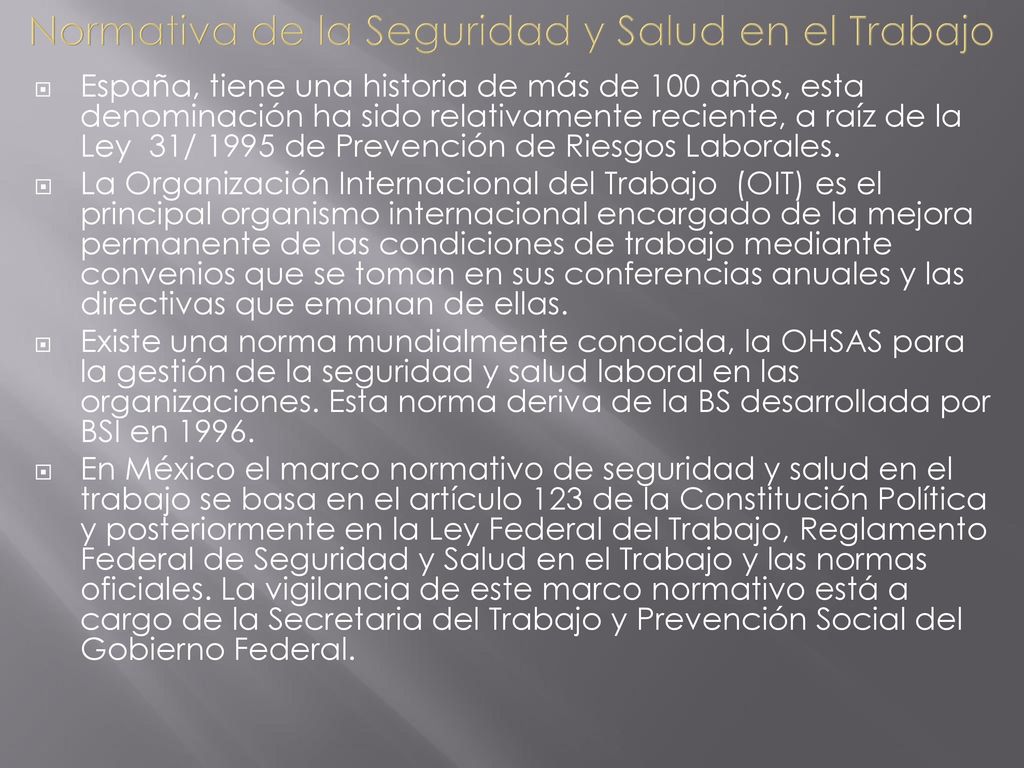 Normativa de la Seguridad y Salud en el Trabajo