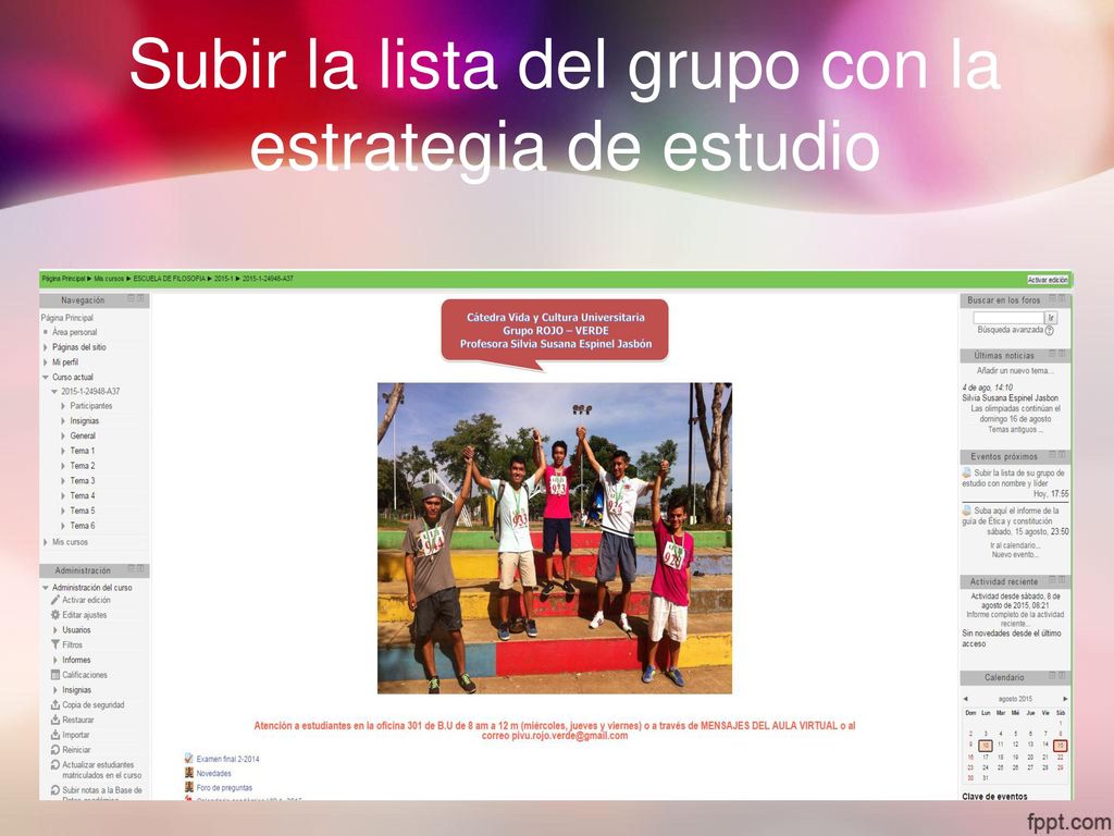 Subir la lista del grupo con la estrategia de estudio