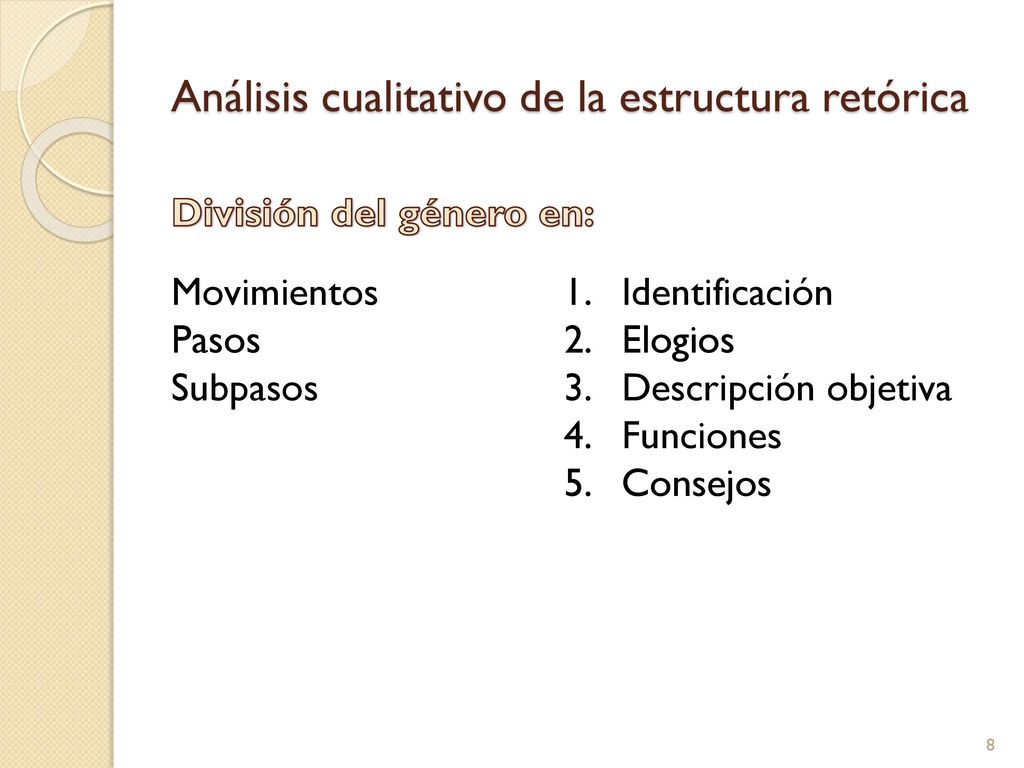 Análisis cualitativo de la estructura retórica