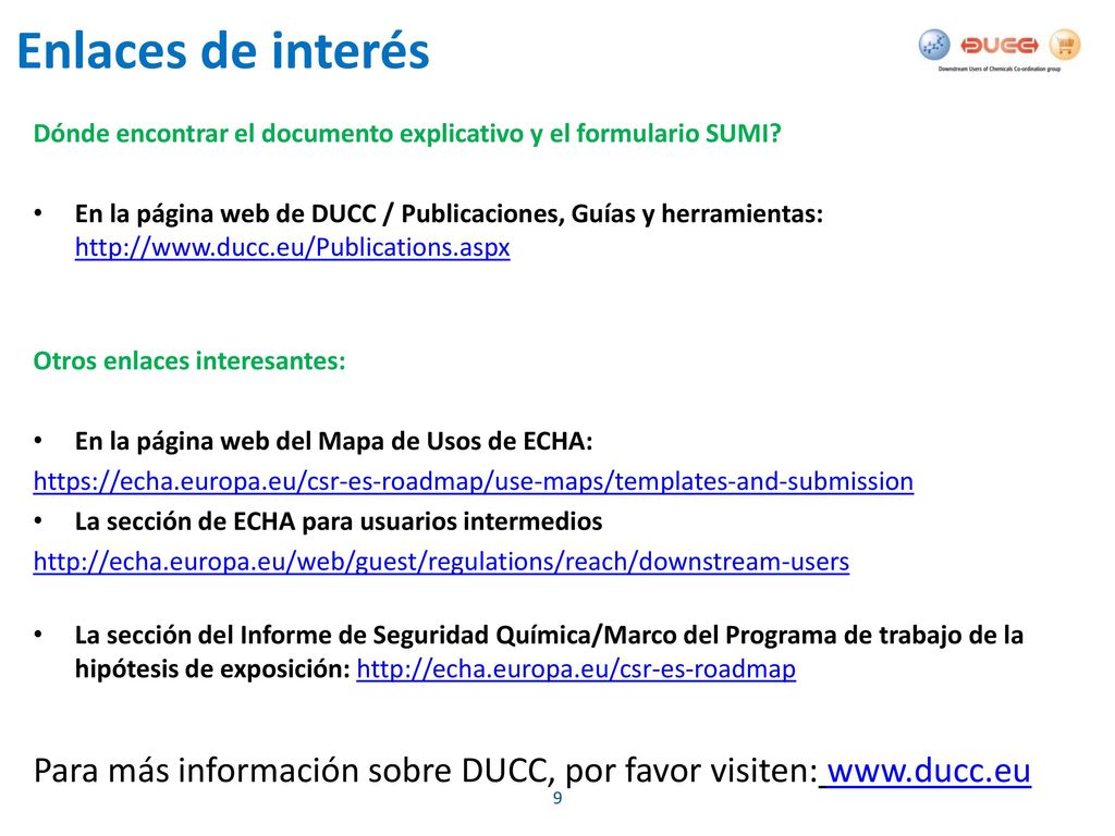 Enlaces de interés Dónde encontrar el documento explicativo y el formulario SUMI