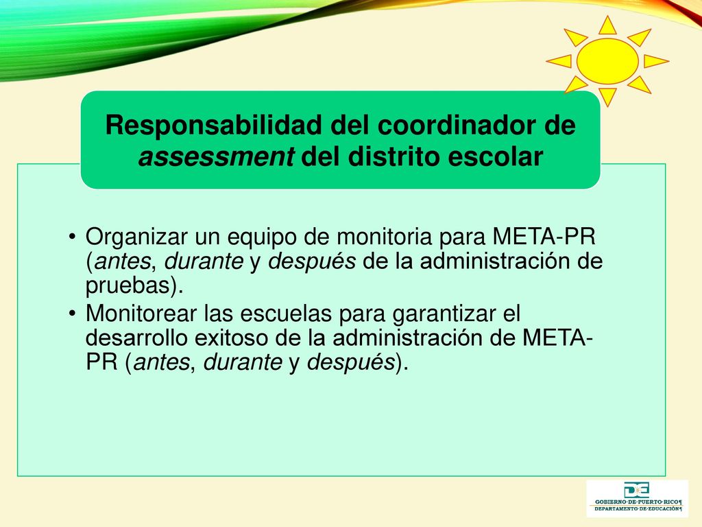 Responsabilidad del coordinador de assessment del distrito escolar