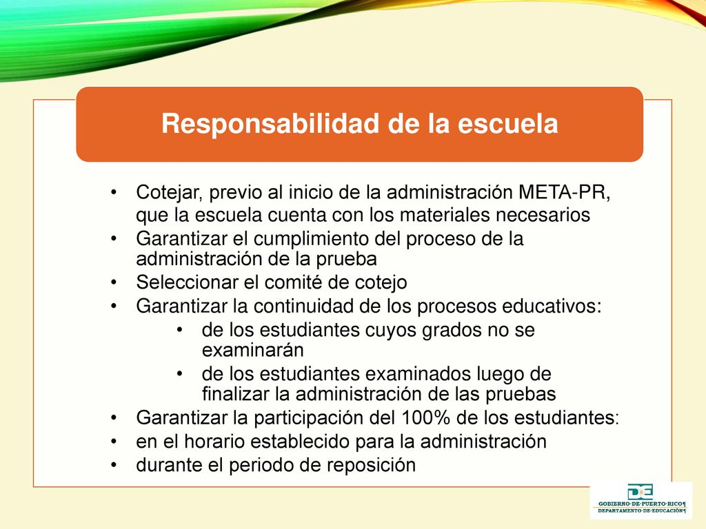 Responsabilidad de la escuela
