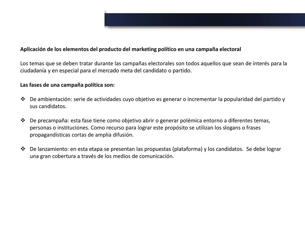 Aplicación de los elementos del producto del marketing político en una campaña electoral