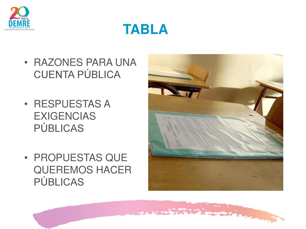 TABLA RAZONES PARA UNA CUENTA PÚBLICA RESPUESTAS A EXIGENCIAS PÚBLICAS