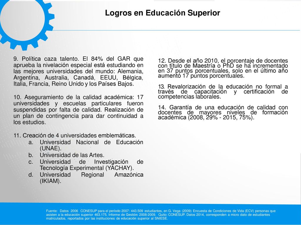 Transformando la educación superior en el Ecuador