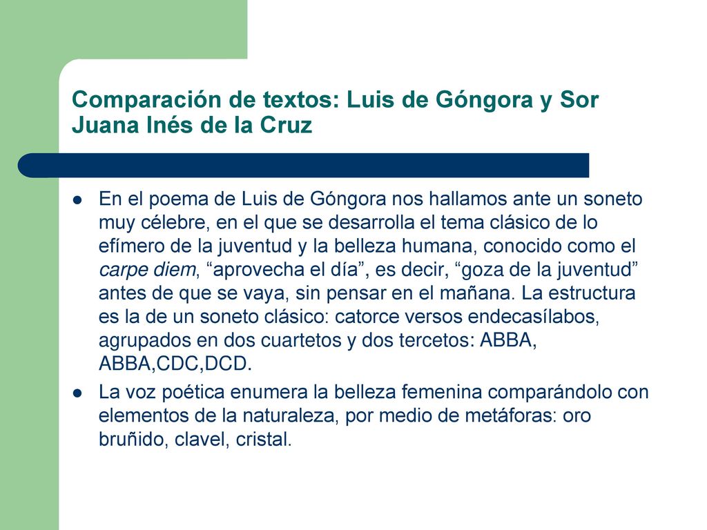 Comparación de textos: Luis de Góngora y Sor Juana Inés de la Cruz