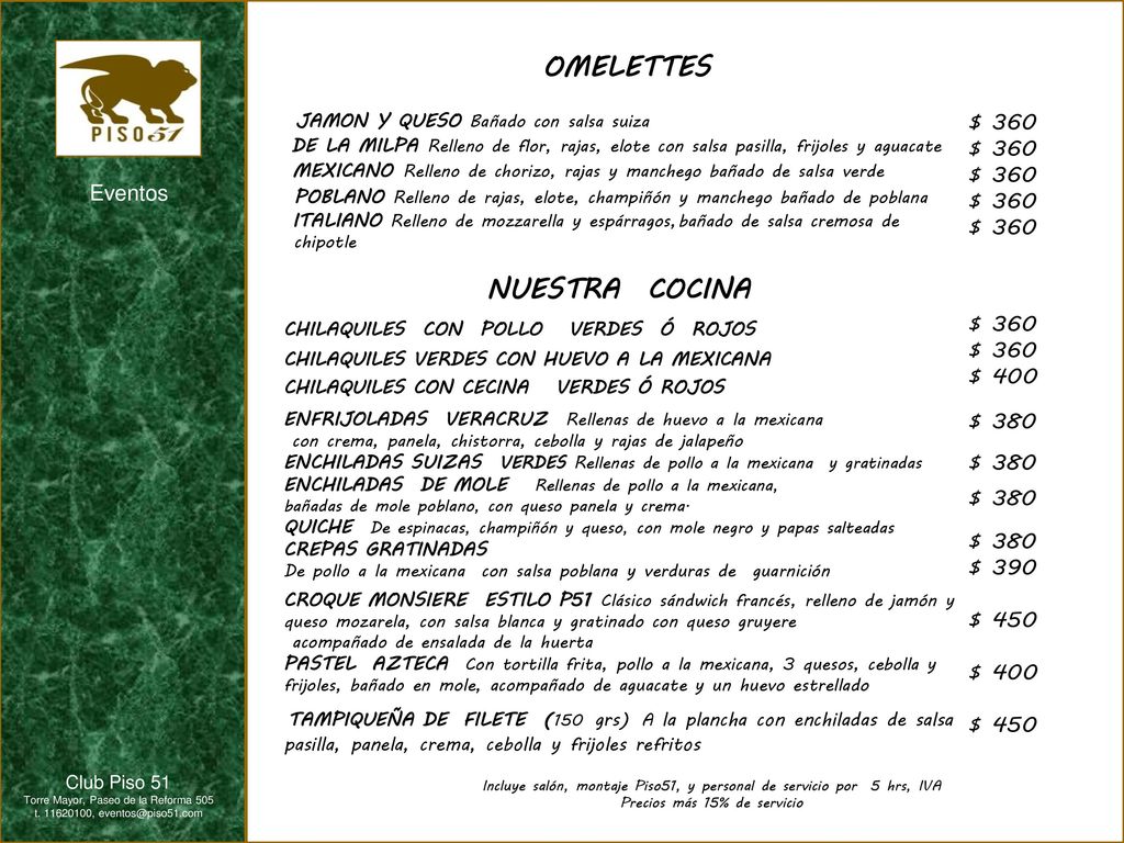 OMELETTES NUESTRA COCINA JAMON Y QUESO Bañado con salsa suiza $ 360