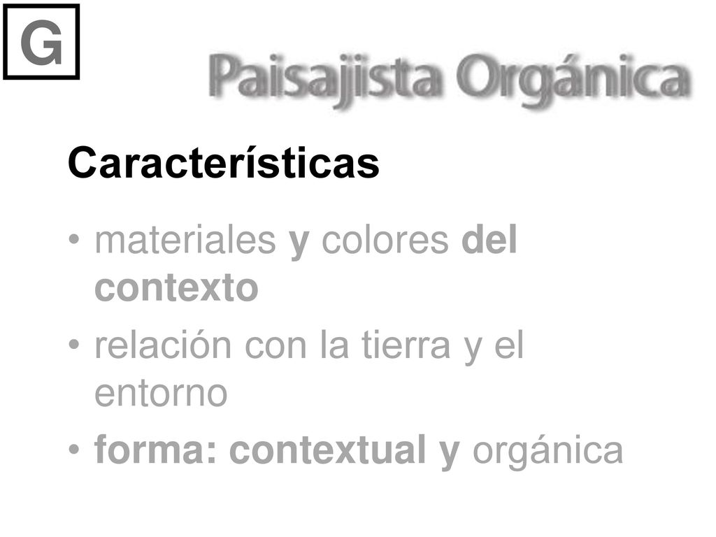 G Características materiales y colores del contexto