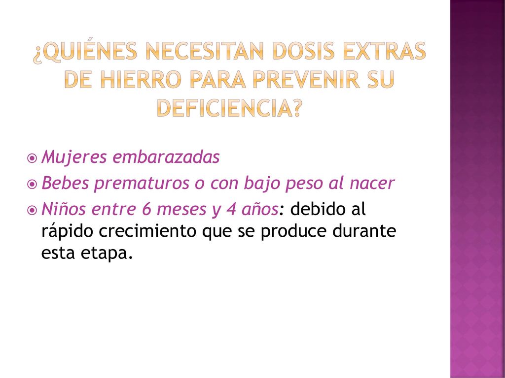 ¿Quiénes necesitan dosis extras de hierro para prevenir su deficiencia