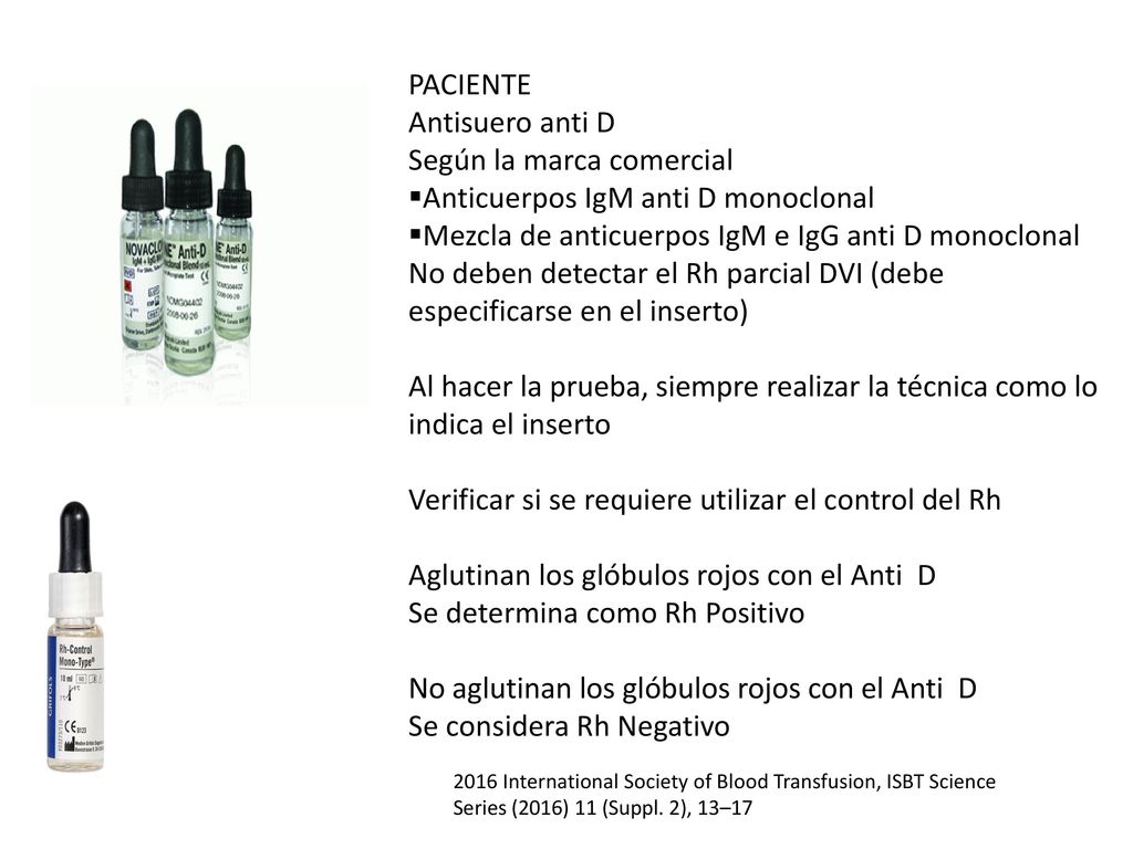 Según la marca comercial Anticuerpos IgM anti D monoclonal
