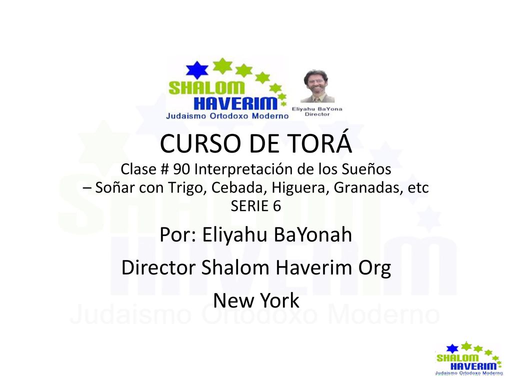 CURSO DE TORÁ Por: Eliyahu BaYonah Director Shalom Haverim Org