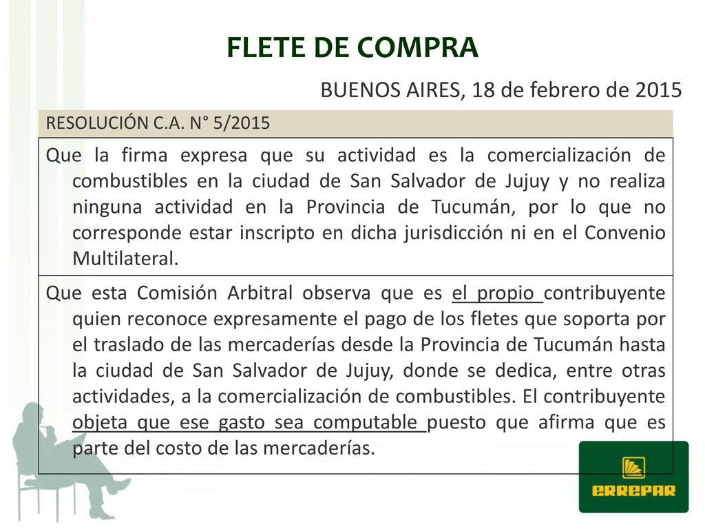 FLETE DE COMPRA BUENOS AIRES, 18 de febrero de 2015