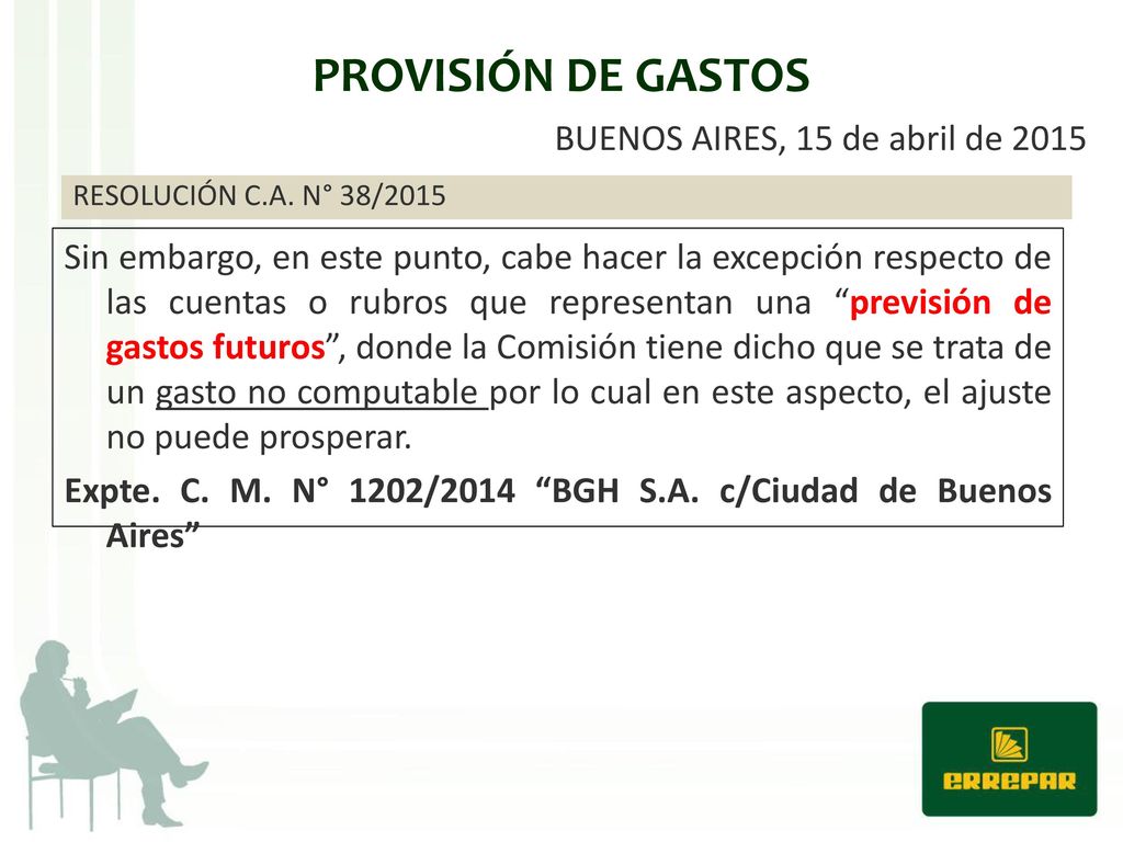 PROVISIÓN DE GASTOS BUENOS AIRES, 15 de abril de 2015