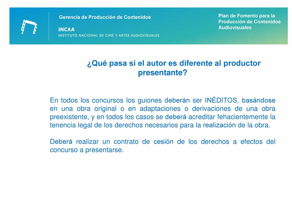 ¿Qué pasa si el autor es diferente al productor presentante