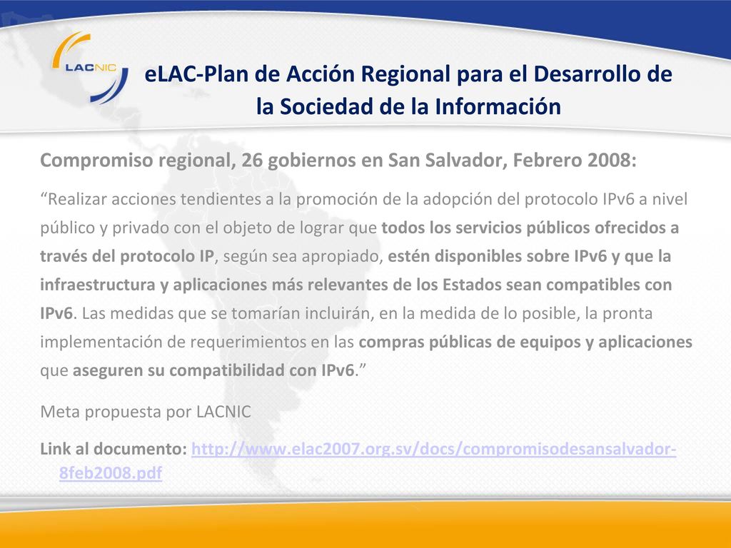 eLAC-Plan de Acción Regional para el Desarrollo de la Sociedad de la Información