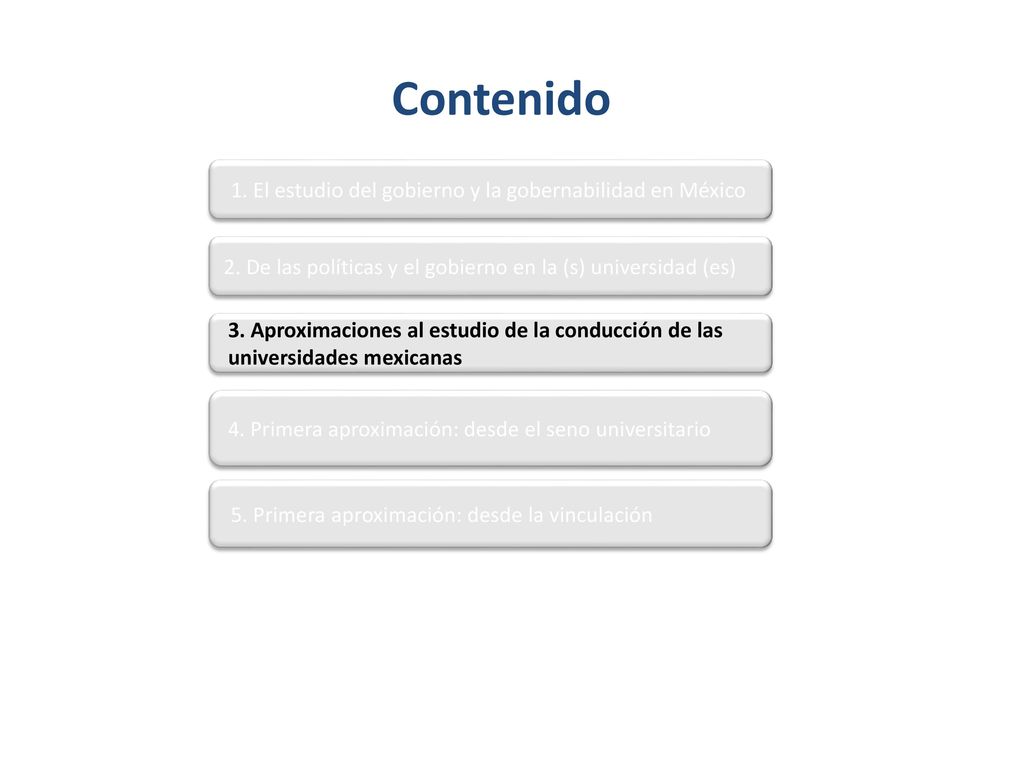 Contenido 1. El estudio del gobierno y la gobernabilidad en México