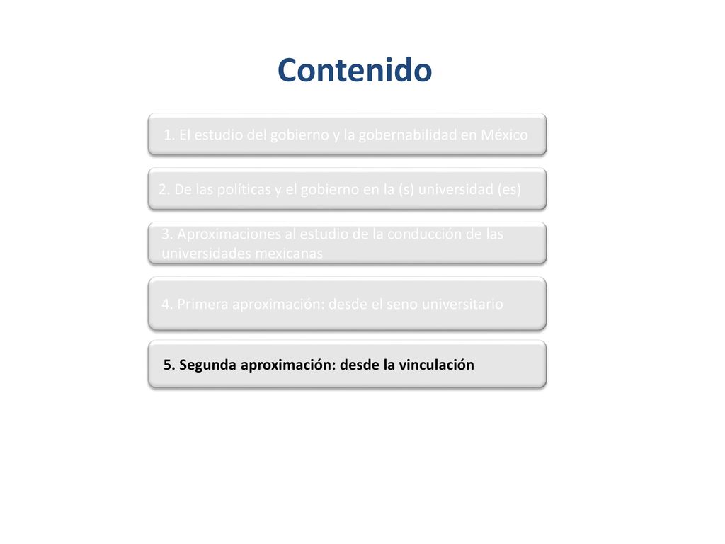 Contenido 1. El estudio del gobierno y la gobernabilidad en México