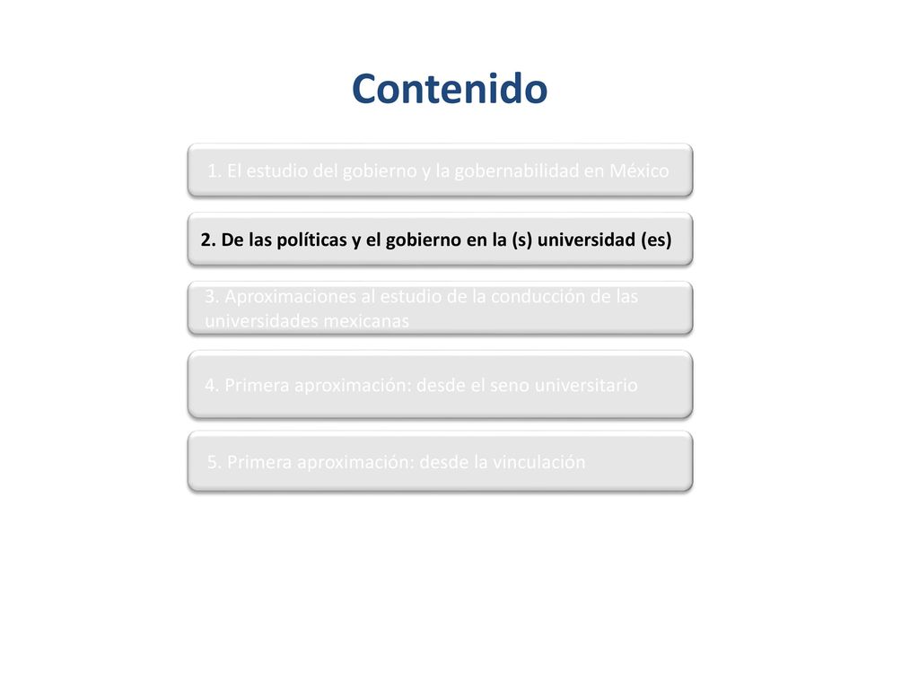 Contenido 1. El estudio del gobierno y la gobernabilidad en México