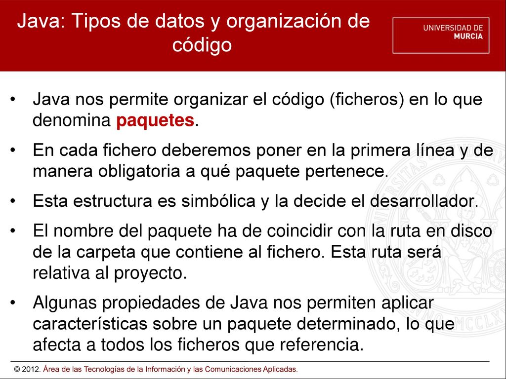 Java: Tipos de datos y organización de código
