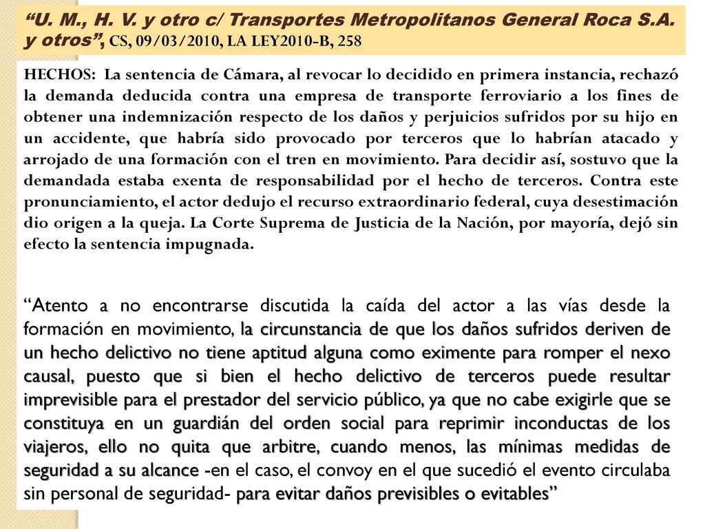U. M. , H. V. y otro c/ Transportes Metropolitanos General Roca S. A