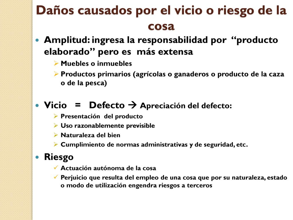 Daños causados por el vicio o riesgo de la cosa