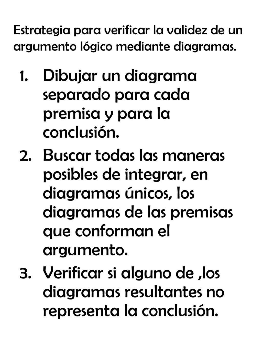 Dibujar un diagrama separado para cada premisa y para la conclusión.