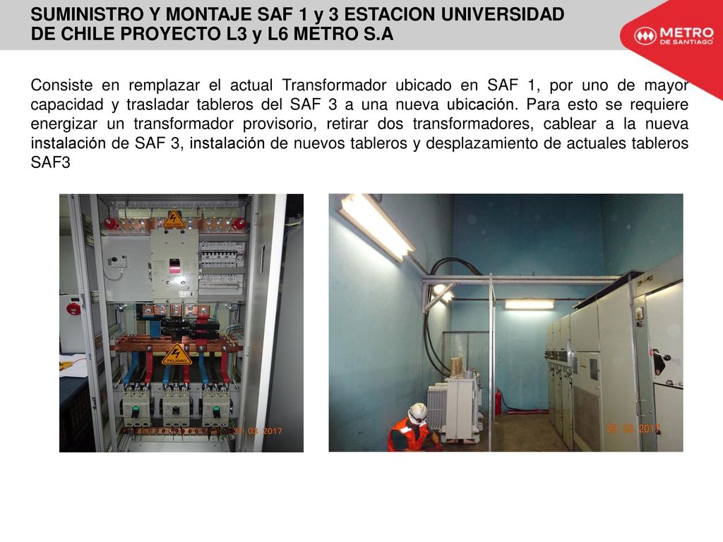 SUMINISTRO Y MONTAJE SAF 1 y 3 ESTACION UNIVERSIDAD DE CHILE PROYECTO L3 y L6 METRO S.A