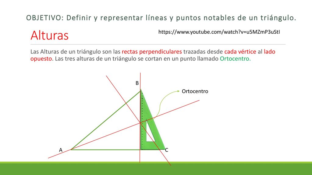 Objetivo: Definir y representar líneas y puntos notables de un triángulo.