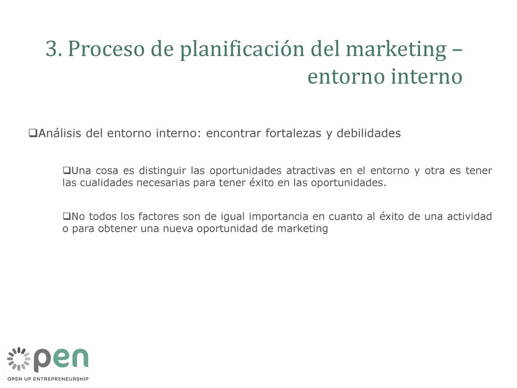 3. Proceso de planificación del marketing – entorno interno