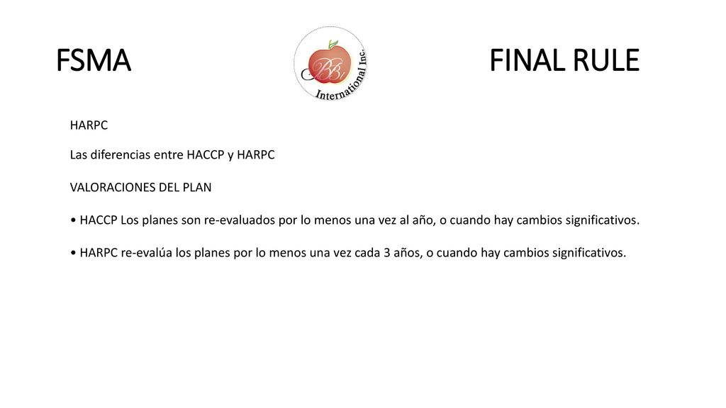 FSMA FINAL RULE HARPC Las diferencias entre HACCP y HARPC