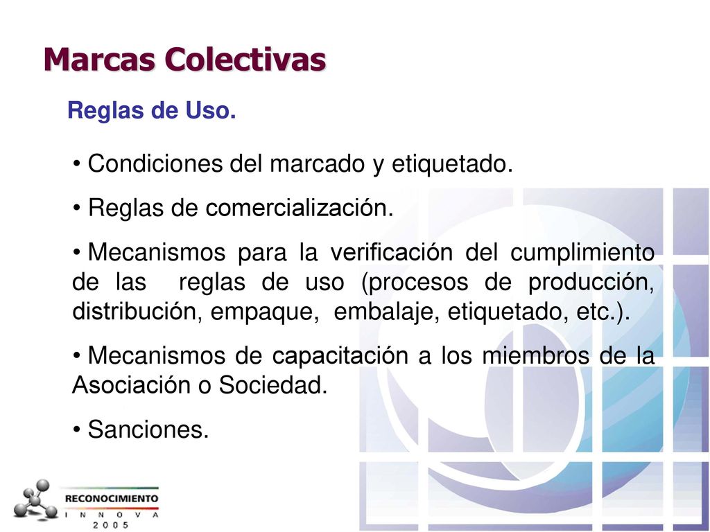 Marcas Colectivas Condiciones del marcado y etiquetado.