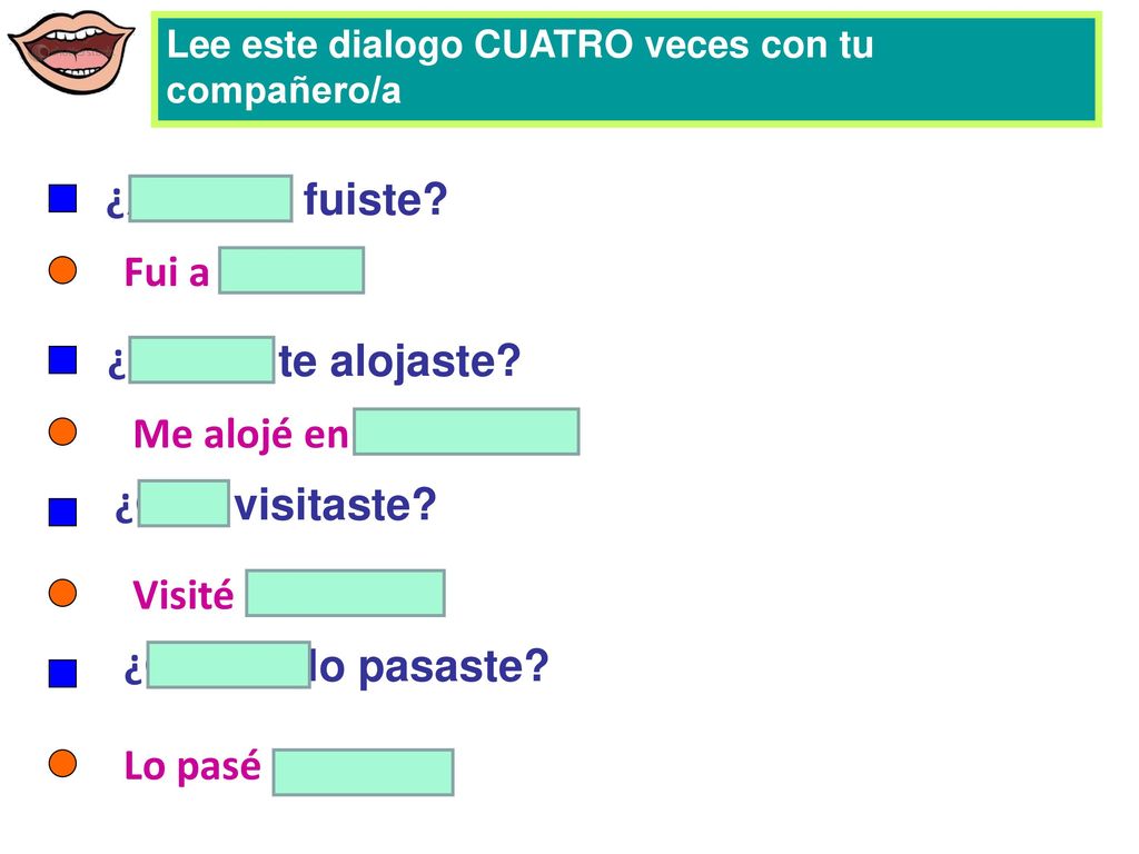 ¿Adonde fuiste Fui a España ¿Donde te alojaste