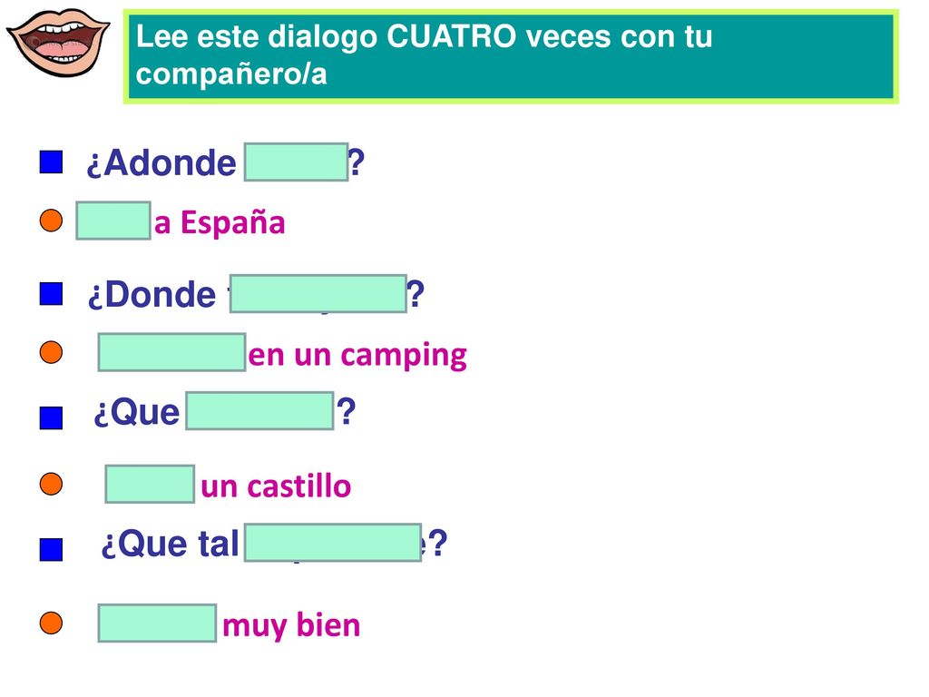 ¿Adonde fuiste Fui a España ¿Donde te alojaste