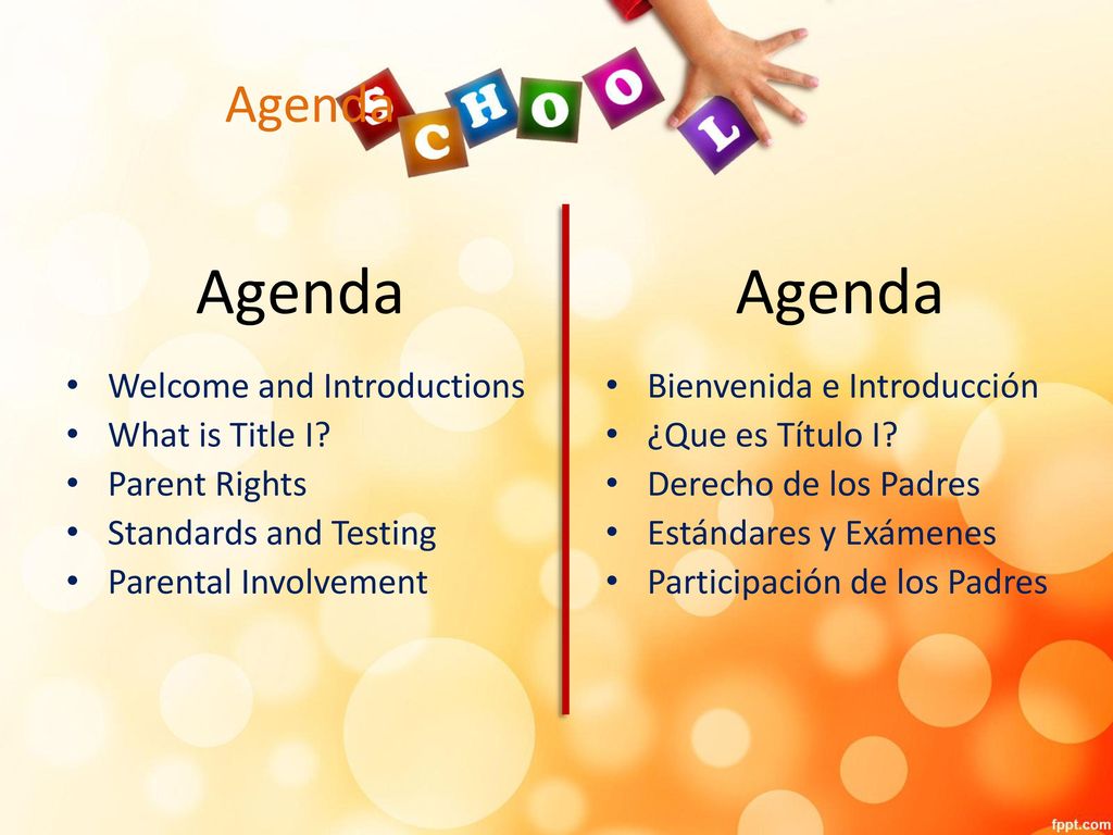 Agenda Agenda Agenda Welcome and Introductions What is Title I