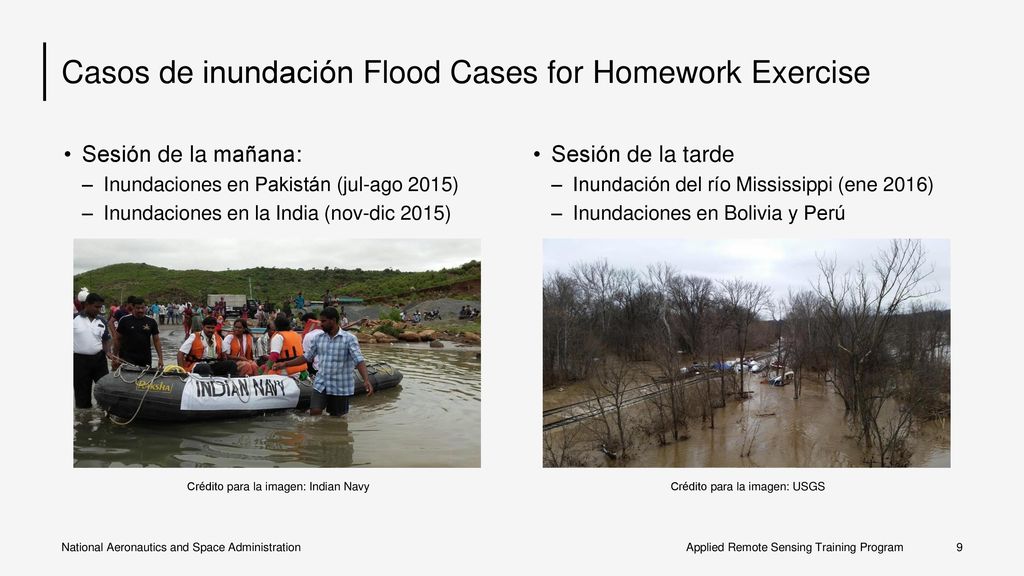 Casos de inundación Flood Cases for Homework Exercise