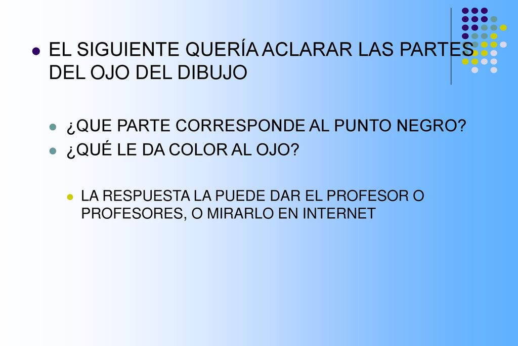 EL SIGUIENTE QUERÍA ACLARAR LAS PARTES DEL OJO DEL DIBUJO