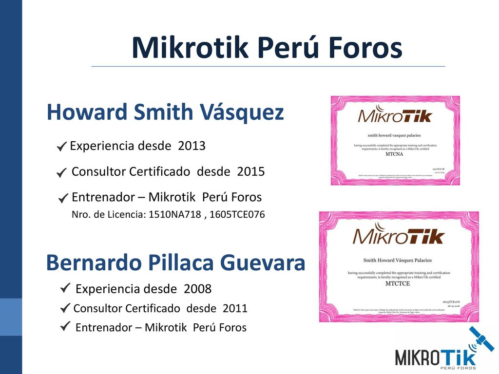 Mikrotik Perú Foros Howard Smith Vásquez Bernardo Pillaca Guevara