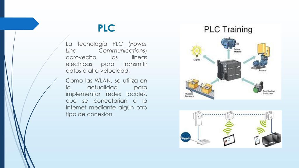 PLC La tecnología PLC (Power Line Communications) aprovecha las líneas eléctricas para transmitir datos a alta velocidad.