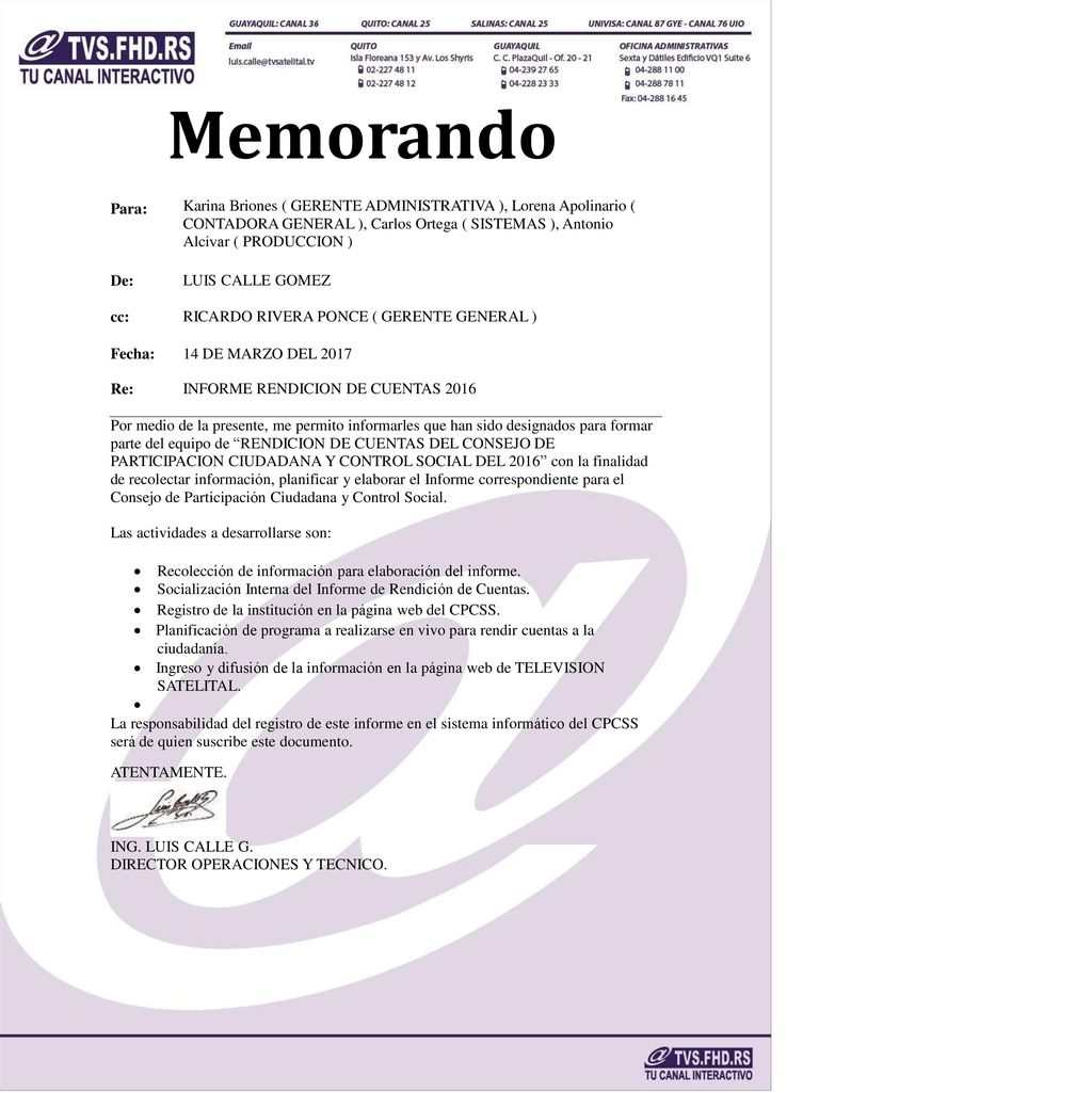 Memorando  Registro de la institución en la página web del CPCSS. 