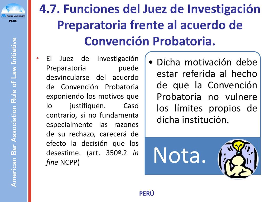4.7. Funciones del Juez de Investigación Preparatoria frente al acuerdo de Convención Probatoria.