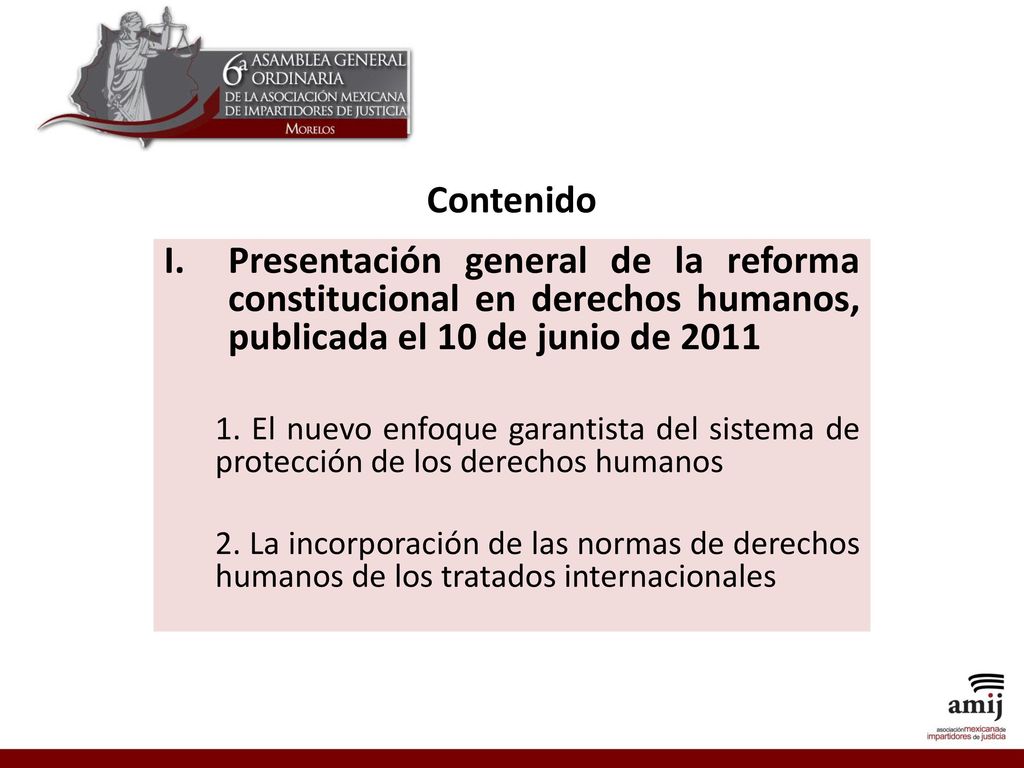 Contenido Presentación general de la reforma constitucional en derechos humanos, publicada el 10 de junio de