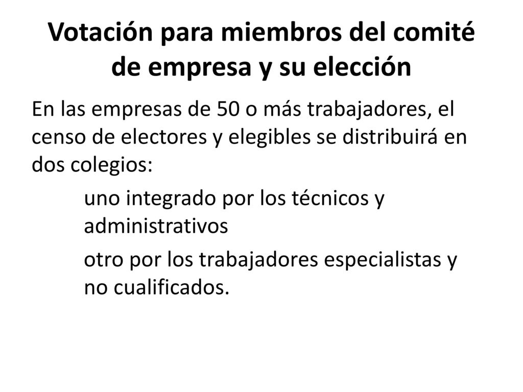 Votación para miembros del comité de empresa y su elección