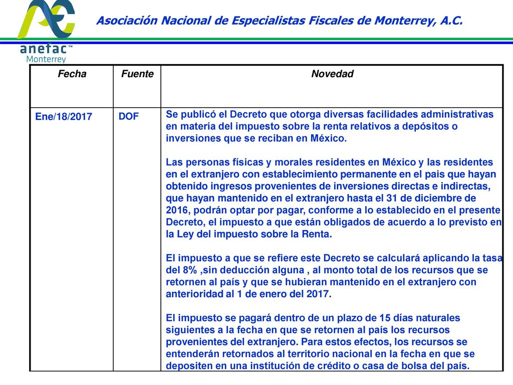 Asociación Nacional de Especialistas Fiscales de Monterrey, A.C.