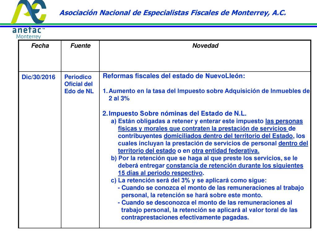 Asociación Nacional de Especialistas Fiscales de Monterrey, A.C.