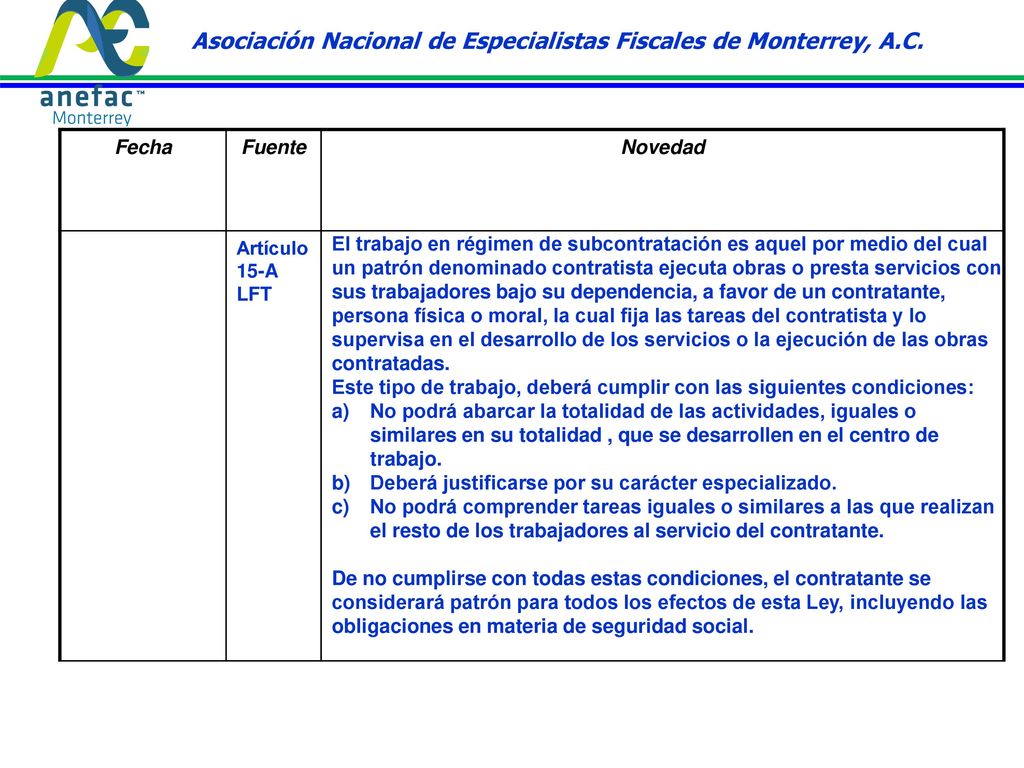 Asociación Nacional de Especialistas Fiscales de Monterrey, A.C.